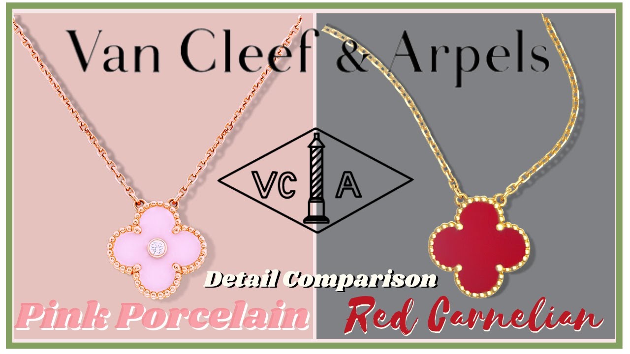Van Cleef & Arpels Pink Porcelain Holiday Pendant vs. Vintage Alhambra Necklace