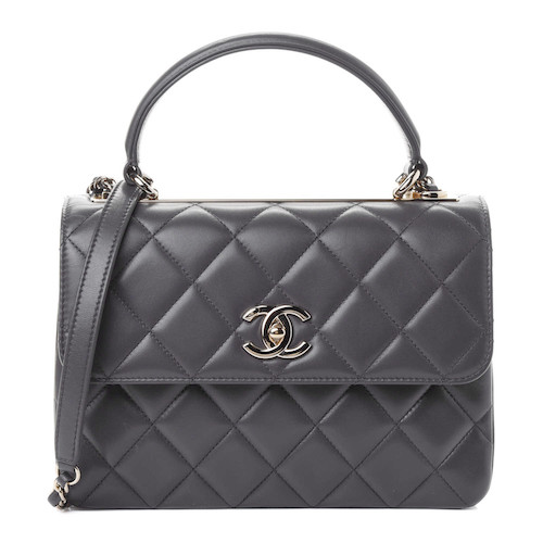 CHANEL Lambskin Quilted Small Trendy CC Dual Handle Flap Bag Dark Grey