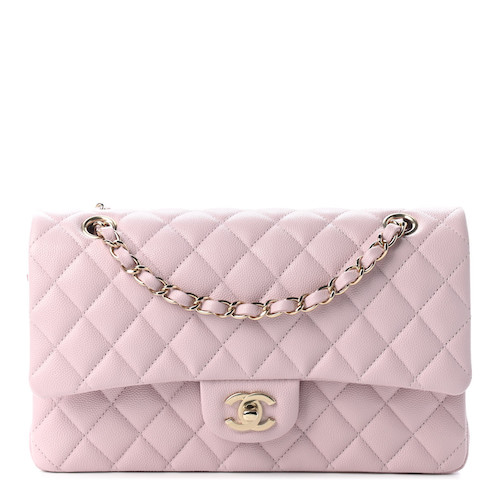 CHANEL Caviar Quilted Medium Double Flap Light Pink