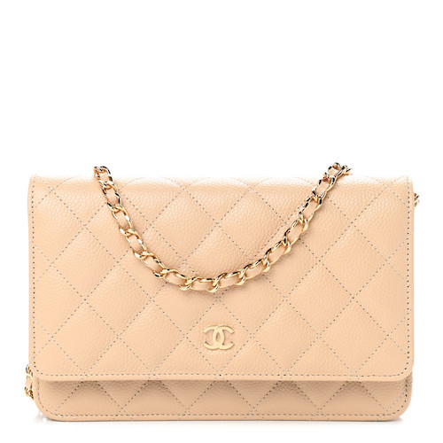 CHANEL Caviar Quilted Wallet On Chain WOC Beige